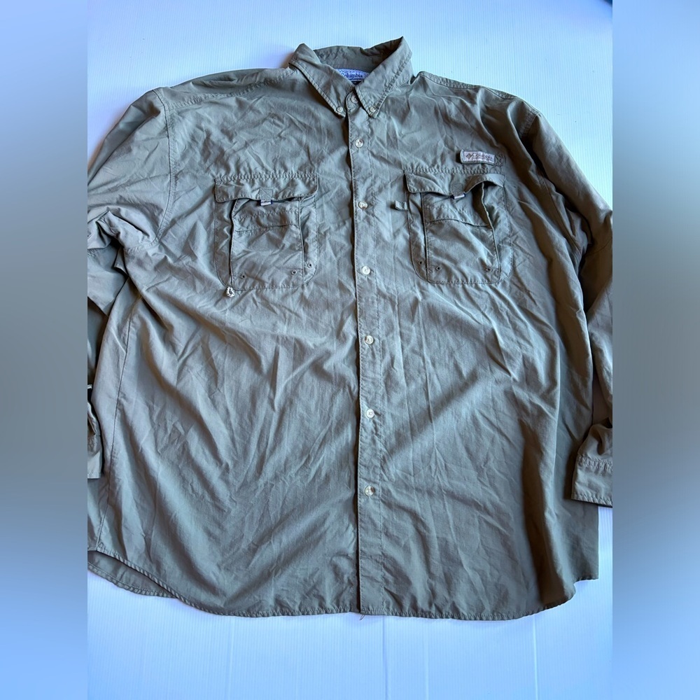 Columbia Khaki Button-Down Long Sleeve Shirt XXL